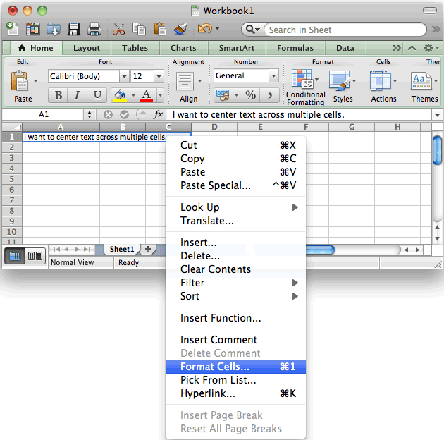 center text in microsoft word for mac
